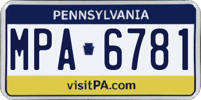 PA license plate MPA6781