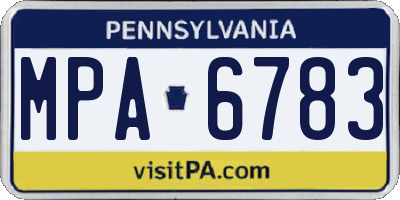 PA license plate MPA6783