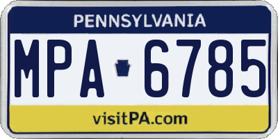 PA license plate MPA6785