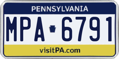 PA license plate MPA6791