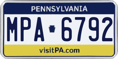 PA license plate MPA6792