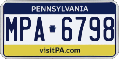 PA license plate MPA6798