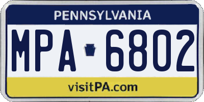 PA license plate MPA6802