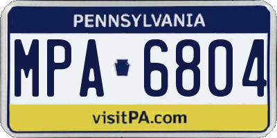 PA license plate MPA6804