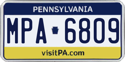 PA license plate MPA6809