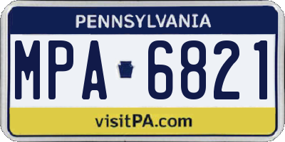 PA license plate MPA6821