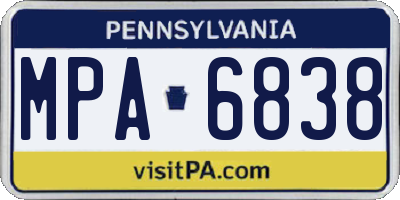 PA license plate MPA6838