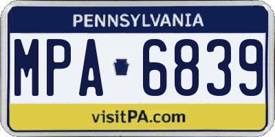 PA license plate MPA6839