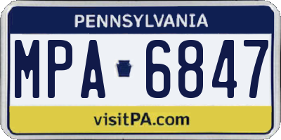 PA license plate MPA6847