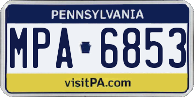 PA license plate MPA6853