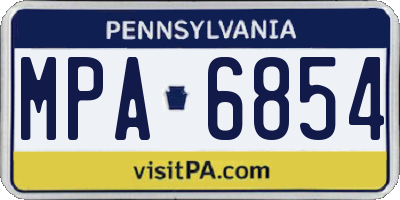PA license plate MPA6854