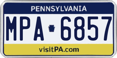 PA license plate MPA6857