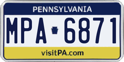 PA license plate MPA6871