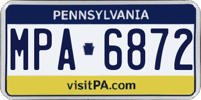 PA license plate MPA6872