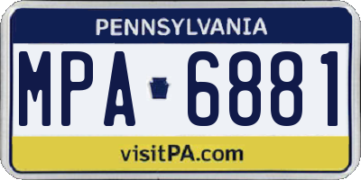 PA license plate MPA6881