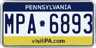 PA license plate MPA6893