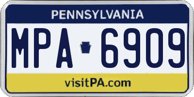 PA license plate MPA6909