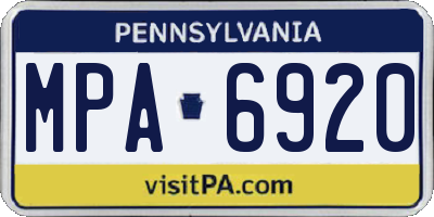 PA license plate MPA6920