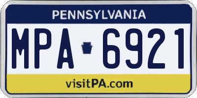 PA license plate MPA6921