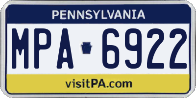 PA license plate MPA6922