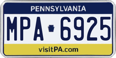 PA license plate MPA6925