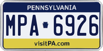 PA license plate MPA6926