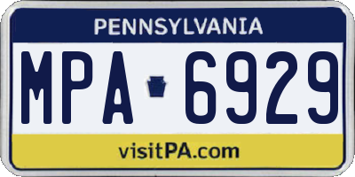 PA license plate MPA6929