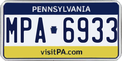 PA license plate MPA6933