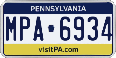 PA license plate MPA6934