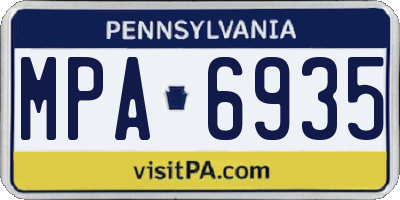 PA license plate MPA6935