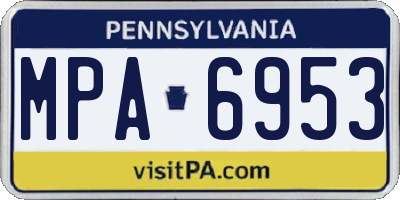 PA license plate MPA6953