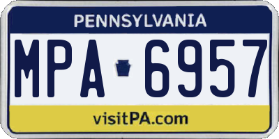 PA license plate MPA6957