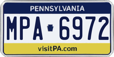PA license plate MPA6972