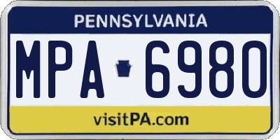 PA license plate MPA6980