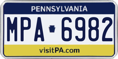 PA license plate MPA6982