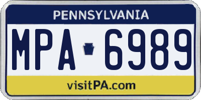 PA license plate MPA6989