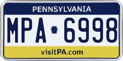 PA license plate MPA6998