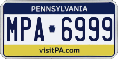 PA license plate MPA6999