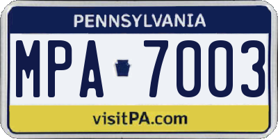 PA license plate MPA7003