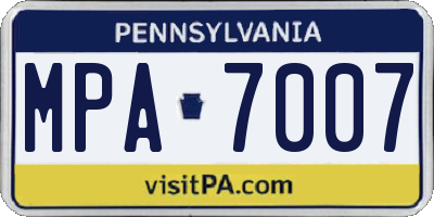 PA license plate MPA7007