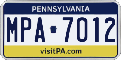 PA license plate MPA7012