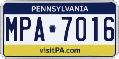 PA license plate MPA7016