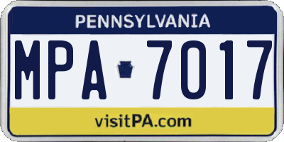 PA license plate MPA7017