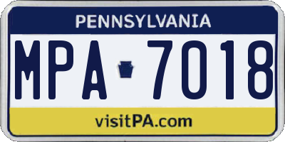 PA license plate MPA7018