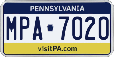 PA license plate MPA7020