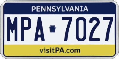 PA license plate MPA7027