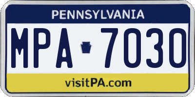 PA license plate MPA7030