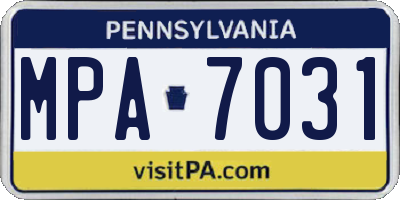 PA license plate MPA7031