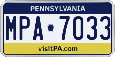 PA license plate MPA7033