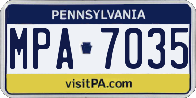 PA license plate MPA7035